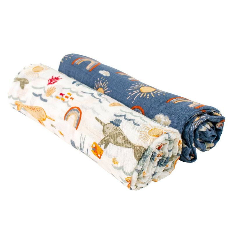 Bebe au Lait Muslin Swaddle Blanket Set Narwhal - Hello Sunshine