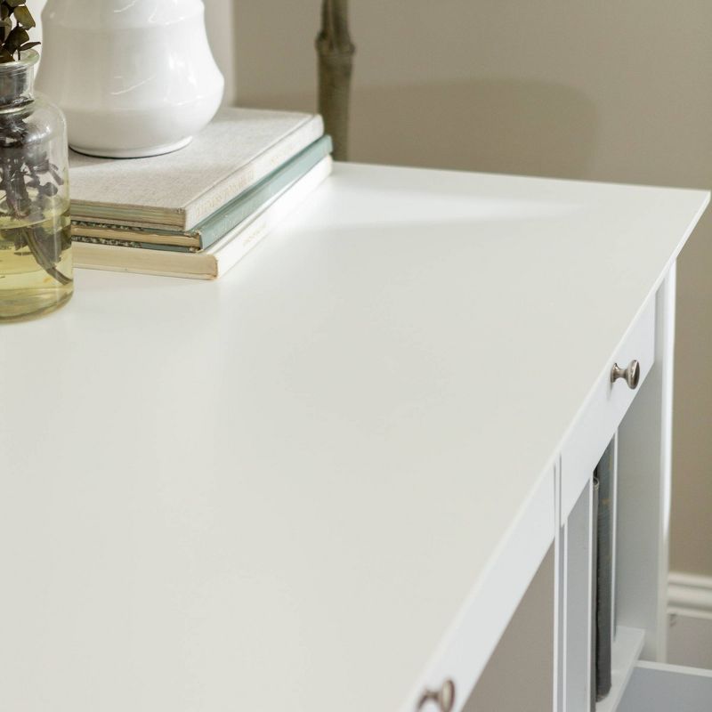Home Office Deluxe Storage Computer Desk - White Wood - Saracina Home