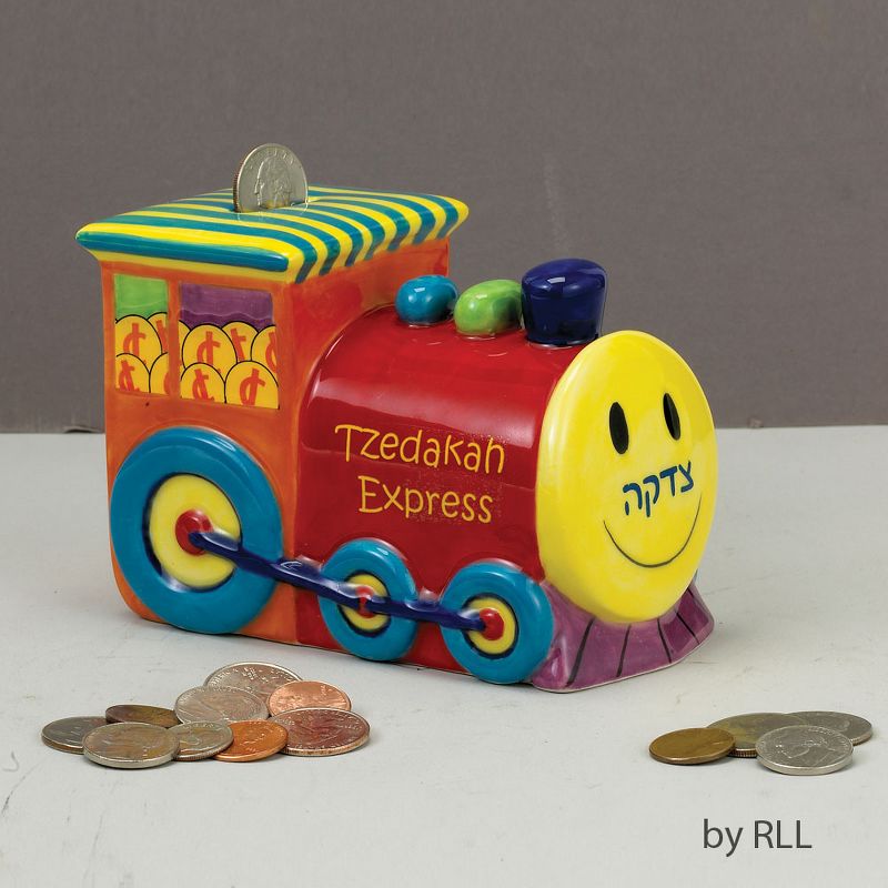 Rite Lite 5.5" Children's Train Tzedakah Box - Red/Yellow
