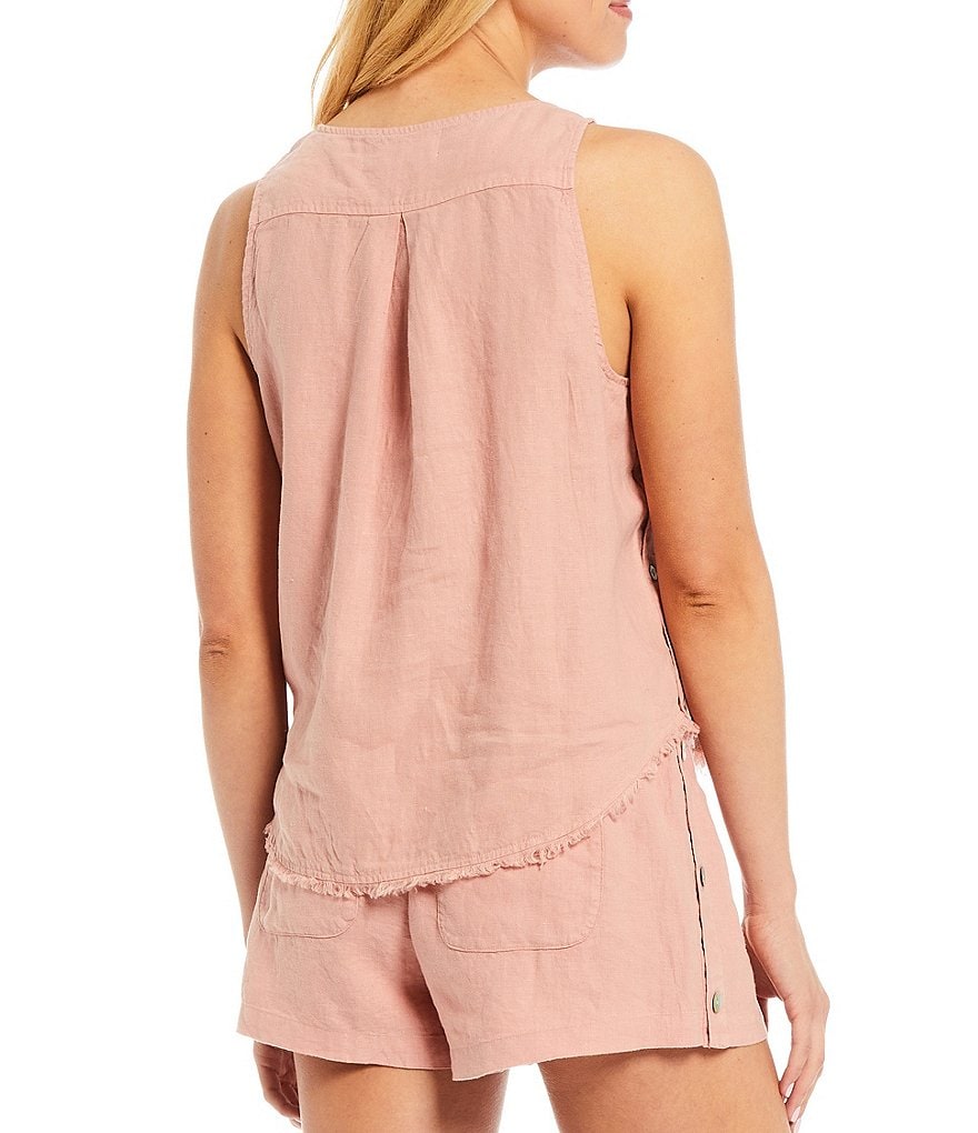 Cloth & Stone Woven Button Front Coordinating Side Fray Top