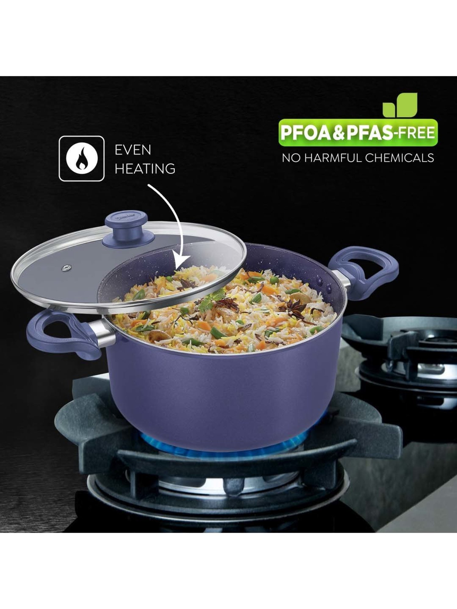 Prestige Ceraglide Ceramic Coating Blue Aluminium 20 cm Non-Stick Casserole With Glass Lid (2.8 L)