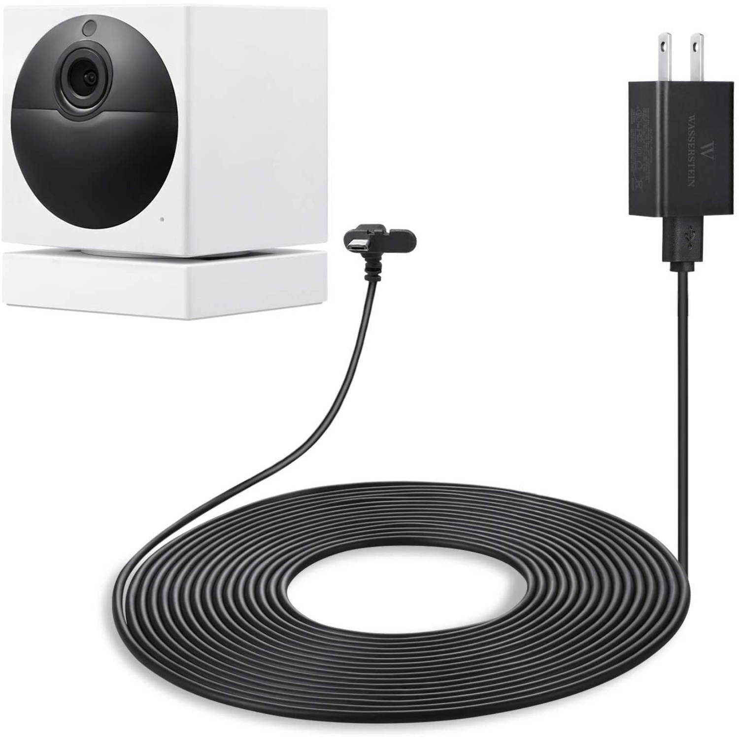 Wasserstein 25ft/7.6m Weatherproof Outdoor Charger for Wyze Cam Outdoor (Black) (NOT for Wyze Cam V2/V3/Pan) (Camera NOT Included)