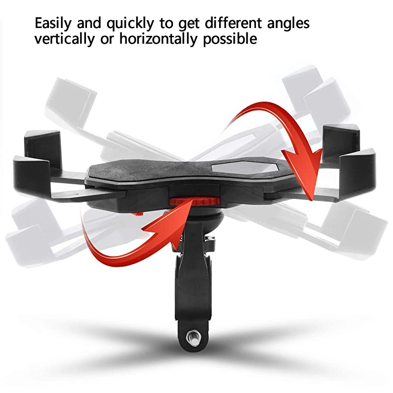 Bike Phone Mount Bicycle Holder/Bike Accessories/Bike Phone Holder /360&deg; Rotation Universal Cradle Clamp for iOS Android Smart Phone (Black)