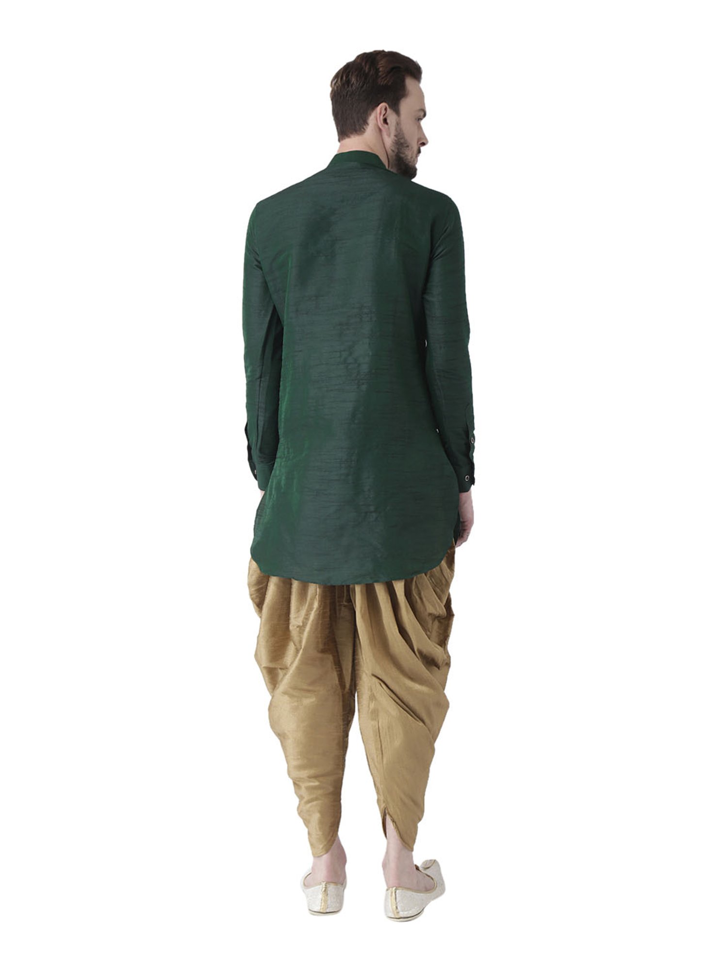 Deyann Green & Beige Mandarin Collar Kurta Set