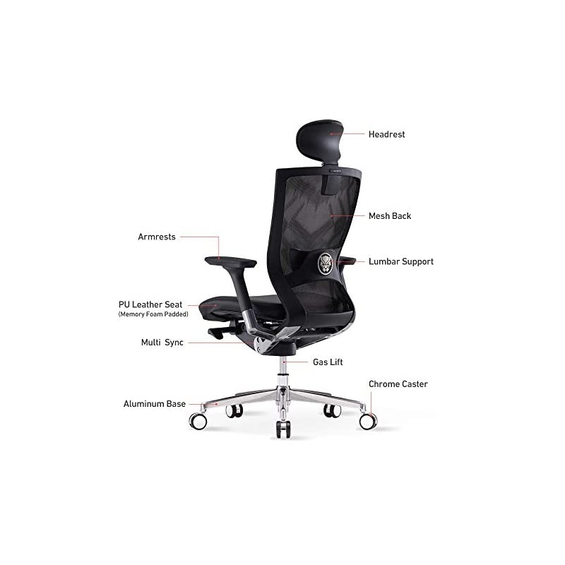 T80 Marvel Captain America Chair: German Ultimate Sync Mechanism for Precise Adjustment, Adjustbale Headrest, Fresh Mesh Back, Lumbar Support, 3-Way Adjustable Armrests, Seat Slide/Slope