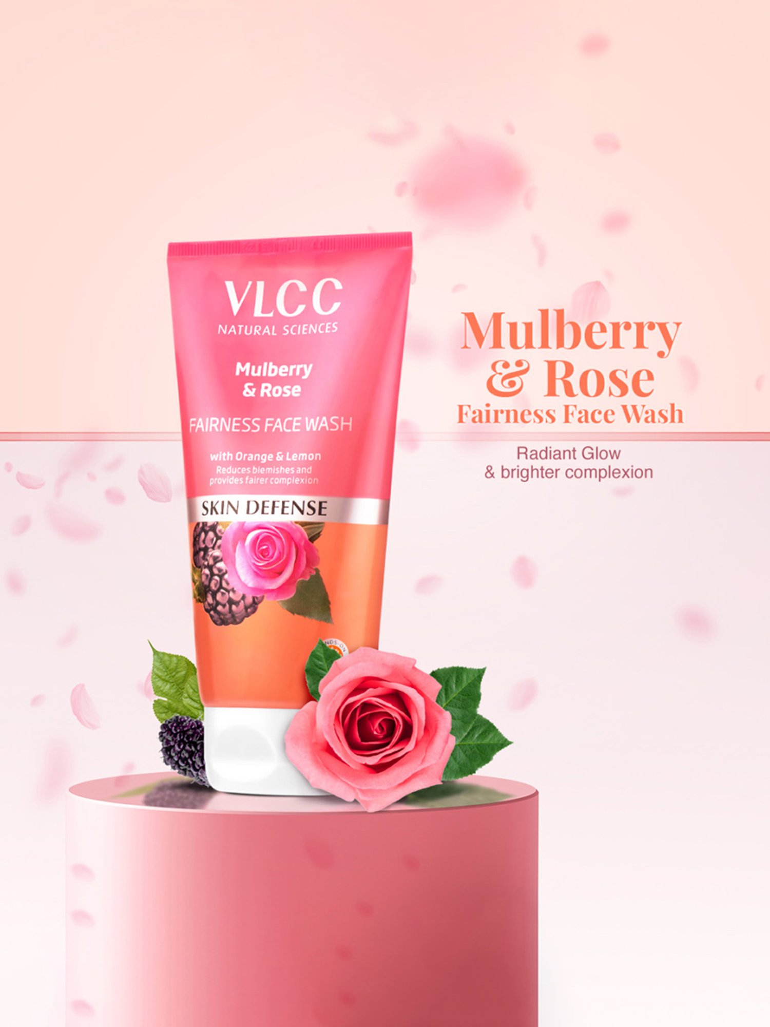 VLCC Mulberry & Rose Face Wash & Anti Tan Sunscreen Lotion SPF 25 PA+ Combo Pack - Buy 1 Get 1 Free