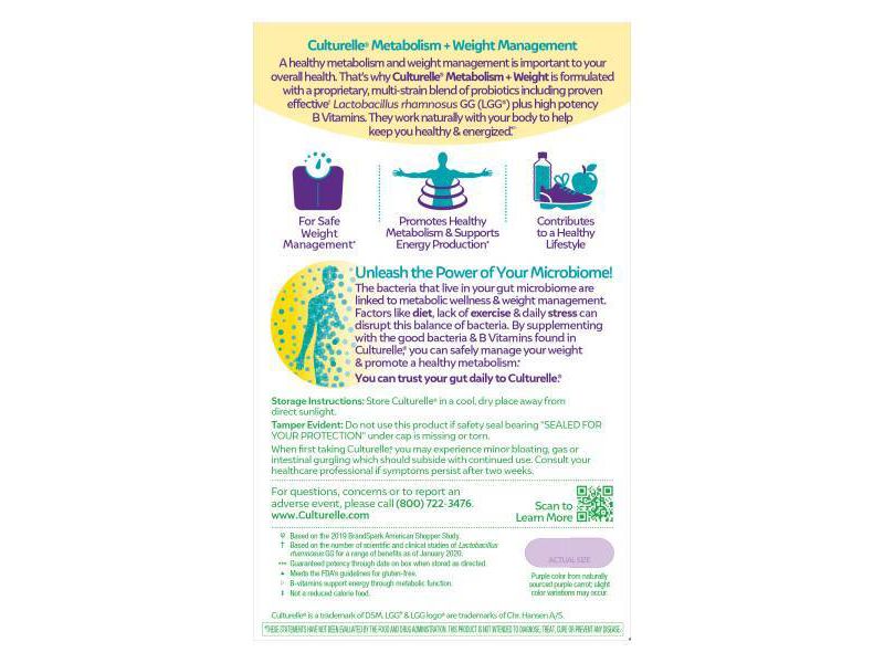 Culturelle Healthy Metabolism + Weight Management Probiotic Vegetarian Capsules - 30ct