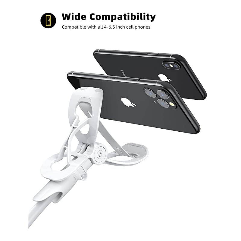 Phone Holder Bed Gooseneck Mount  Flexible Arm 360 Mount Clip Bracket Clamp Stand for Cell Phone 11 Pro XS Max XR X 8 7 6 Plus 5 4 Galaxy S10 S9 S8 S7 S6 Overall Length 334InWhite