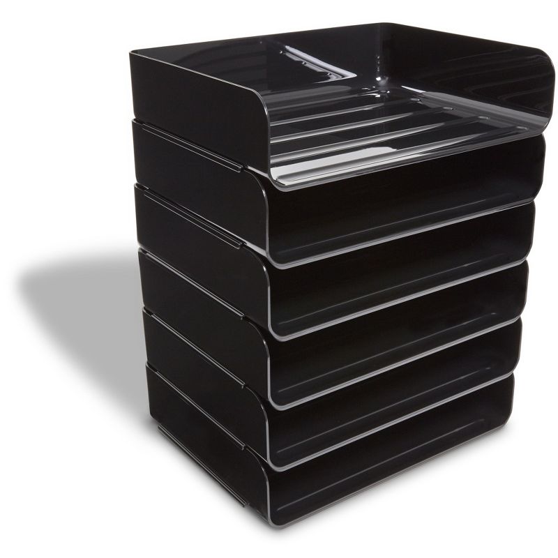 TRU RED Side Load Stackable Plastic Letter Tray, Black(TR55329) 