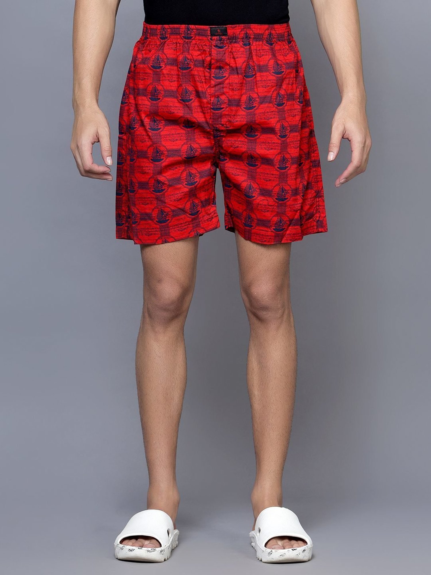 Cantabil Maroon Cotton Regular Fit Printed Boxers