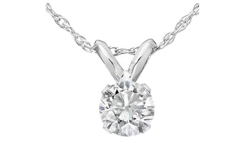 Pompeii3 1/4ct Solitaire Diamond Pendant Necklace 14K White Gold