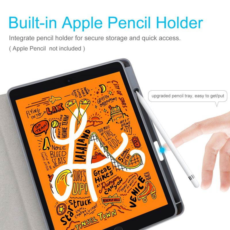 Ochine Keyboard Case for New iPad 8th Gen (2020) / 7th Generation (2019) 10.2 Inch, Soft TPU Back Stand Cover with Pencil Holder, Magnetically Detachable Wireless Bluetooth Keyboard