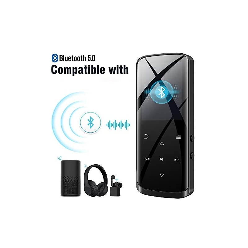Player 16GB Player with Bluetooth 50 Builtin Speaker Portable HiFi Lossless Sound Music Player with FM Radio Voice Recorder Touch Button with Screen Support up to 128GBBlack