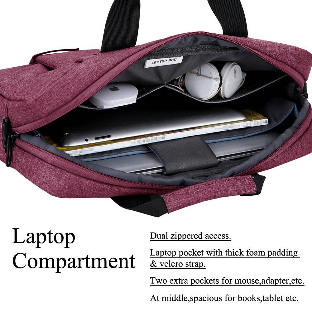 BRINCH Laptop Bag 13.3 Inch, Stylish Fabric Laptop Messenger Shoulder Bag Case Briefcase for 13 - 13.3 Inch Laptop / Notebook / MacBook / Ultrabook / Chromebook Computers (Black)