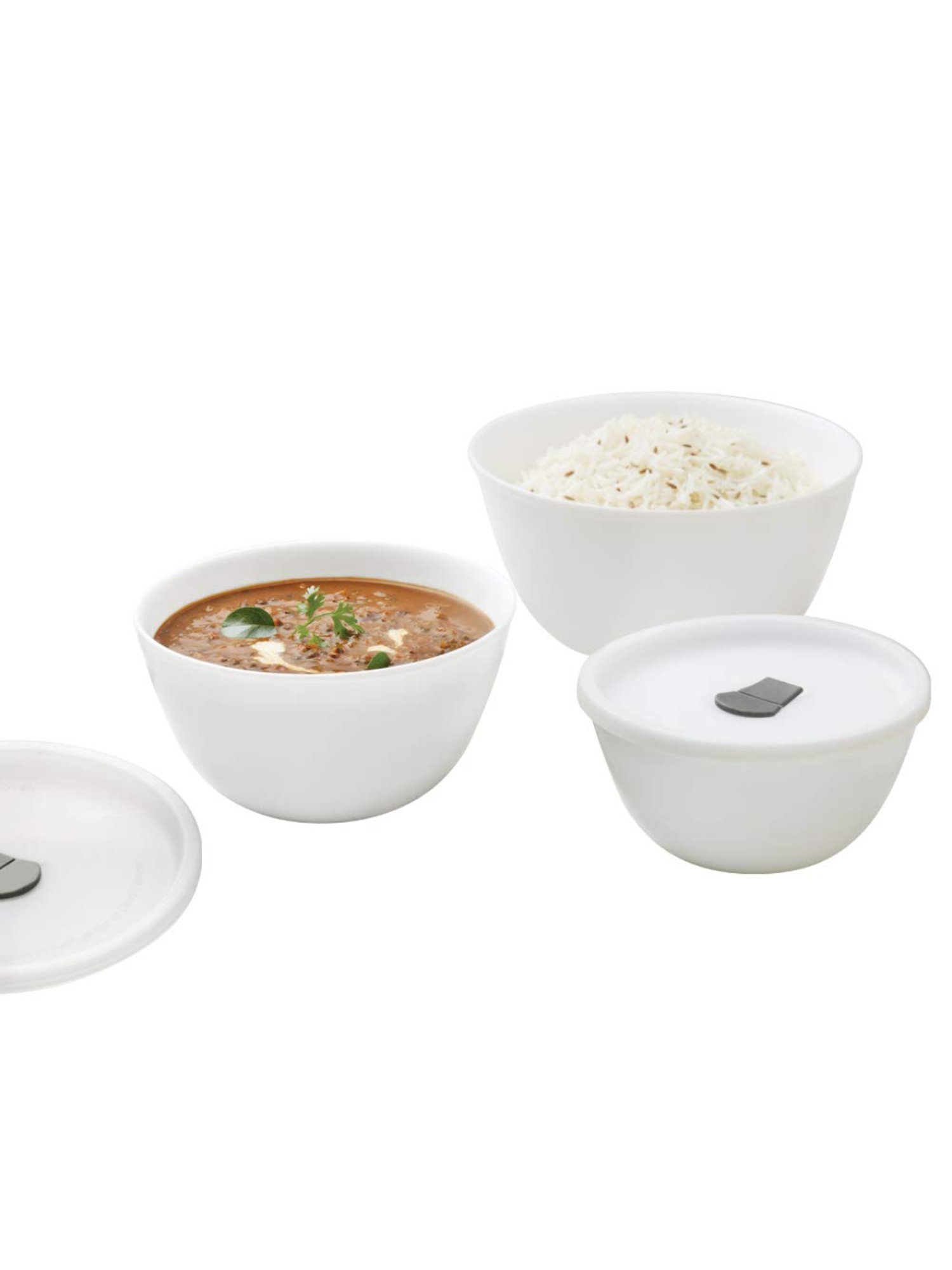 Larah by Borosil White Opalware Serving Bowls - Set of 3