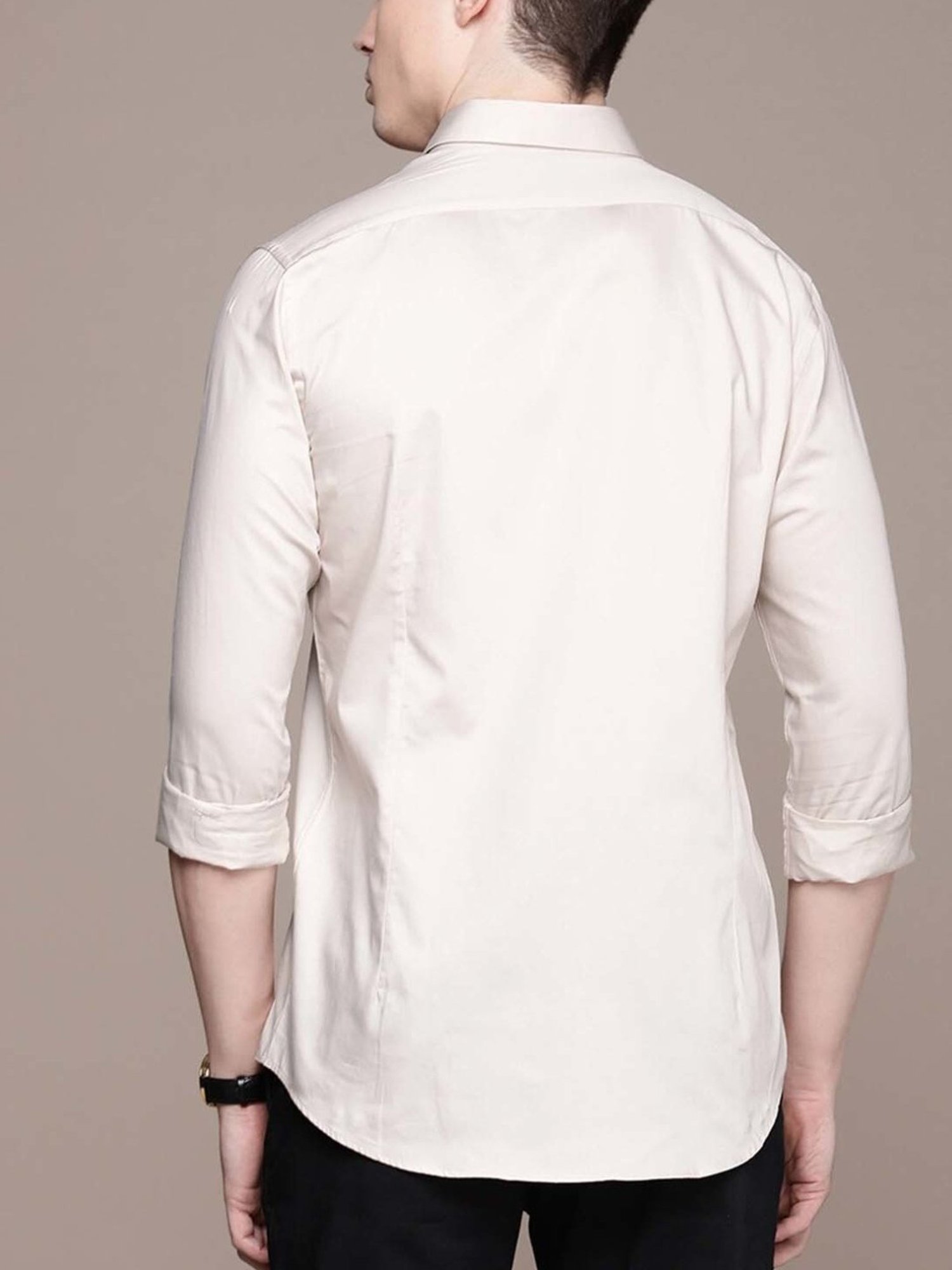 Simon Carter London Beige Stripes Slim Fit Shirt