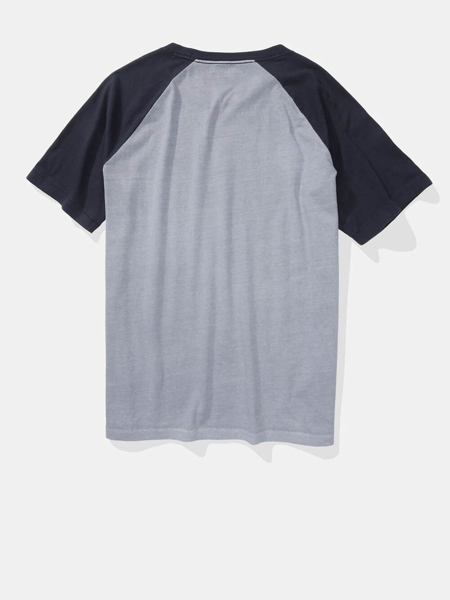 American Eagle Grey Cotton Regular Fit Colour Block T-Shirt