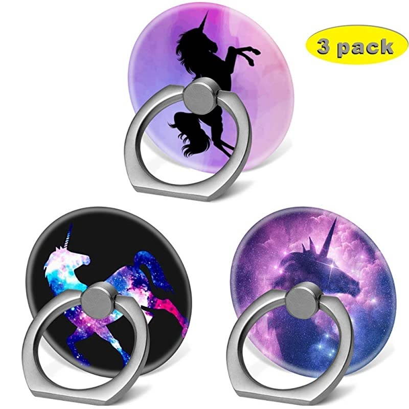 Phone Finger Ring Holder Stand with Car Mount for Smartphone and TabletKickstand 360 Rotation Grip Stand Blue Pink Purple Nebula Unicorn