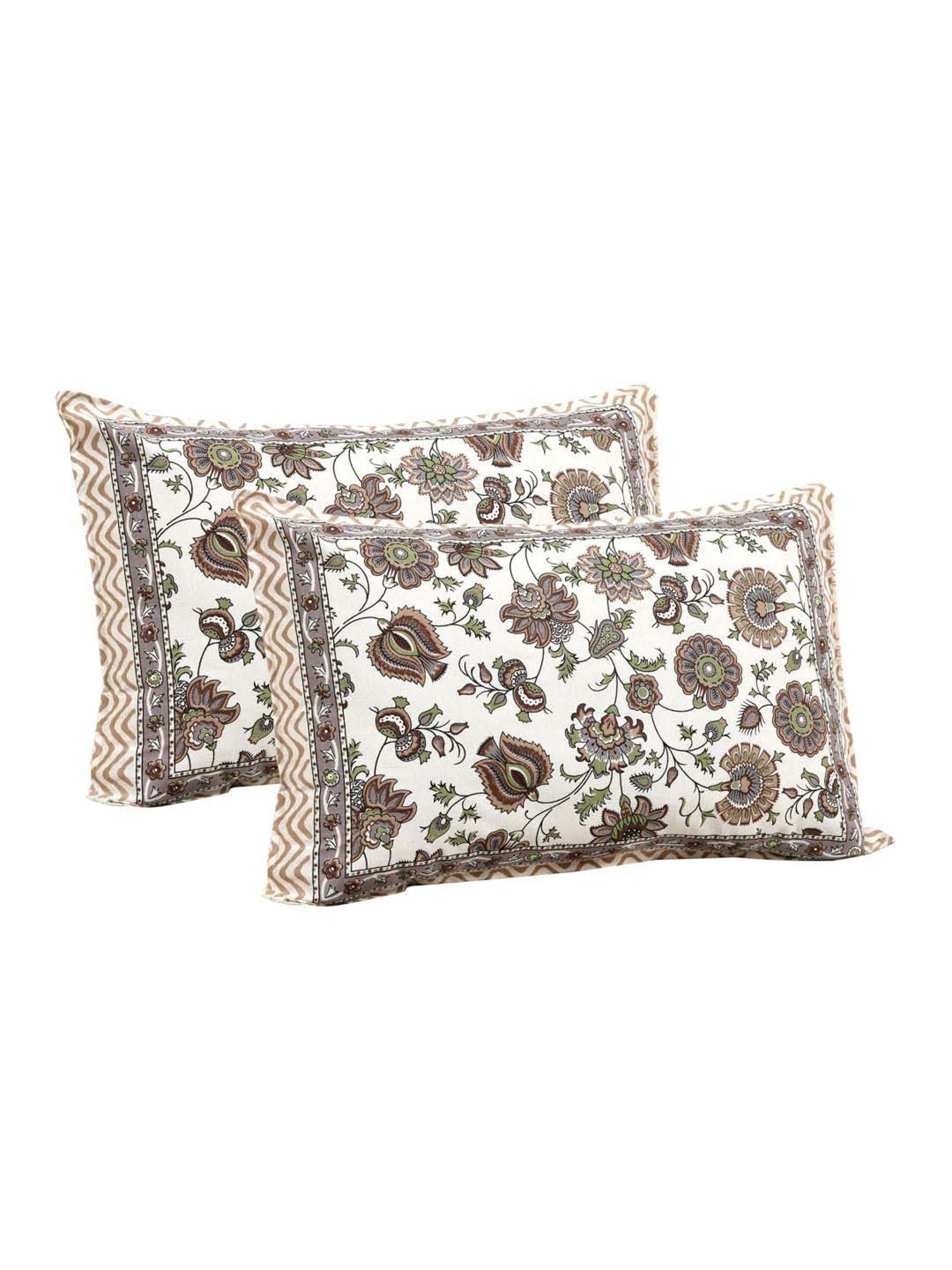 JaipurFabric Sand 180 TC 100% Cotton Creeper Double Bedsheet with 2 Pillow Covers