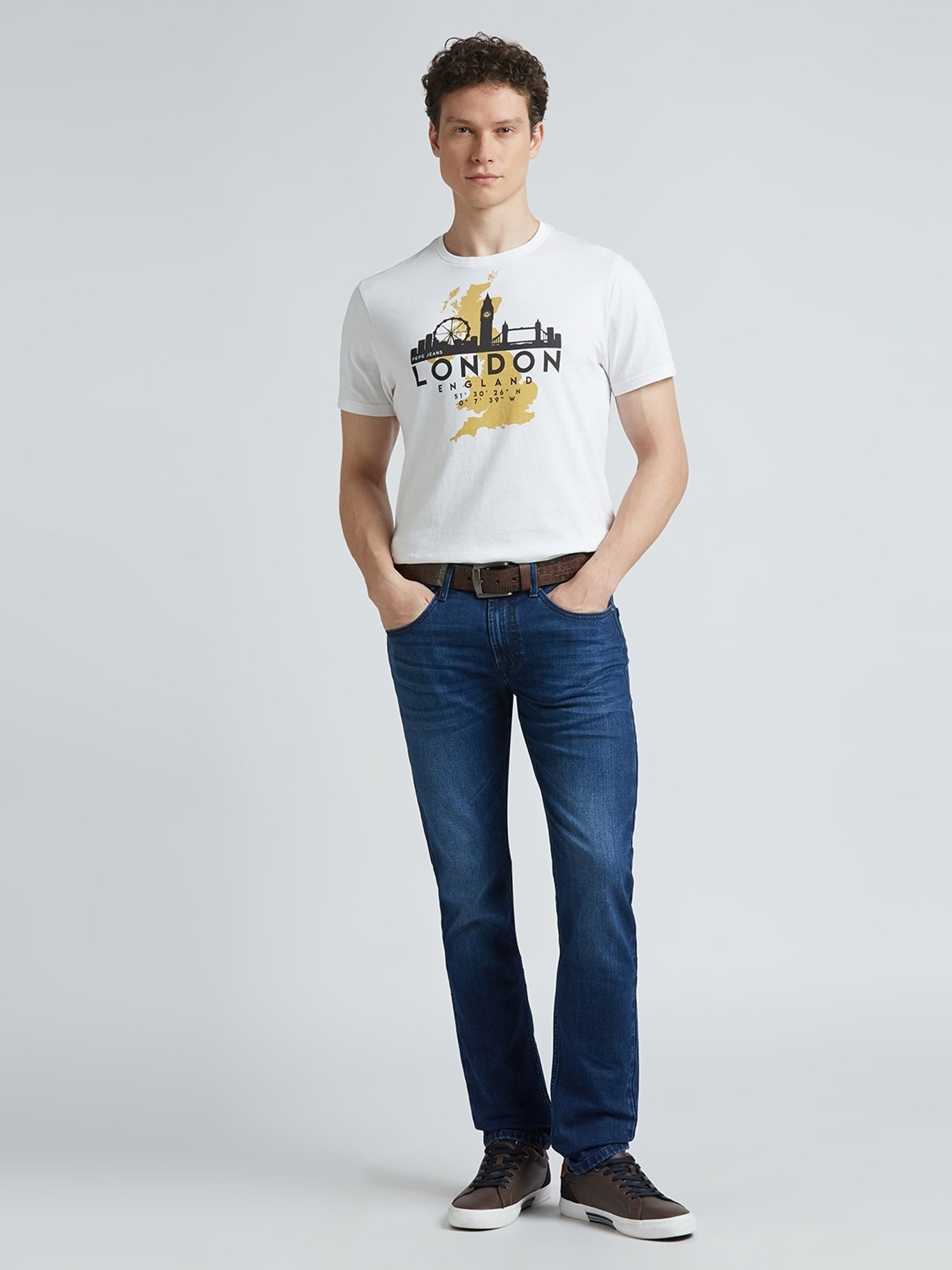 Pepe Jeans White Cotton Slim Fit Printed T-Shirt