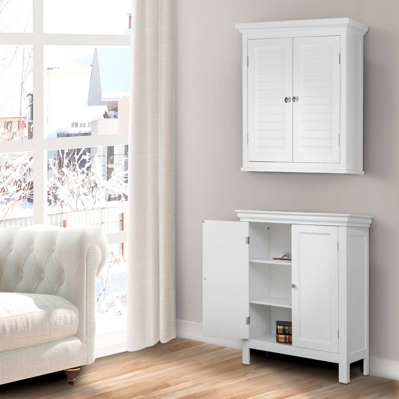 Slone 2 Door Shuttered Wall Cabinet - White - Elegant Home Fashion