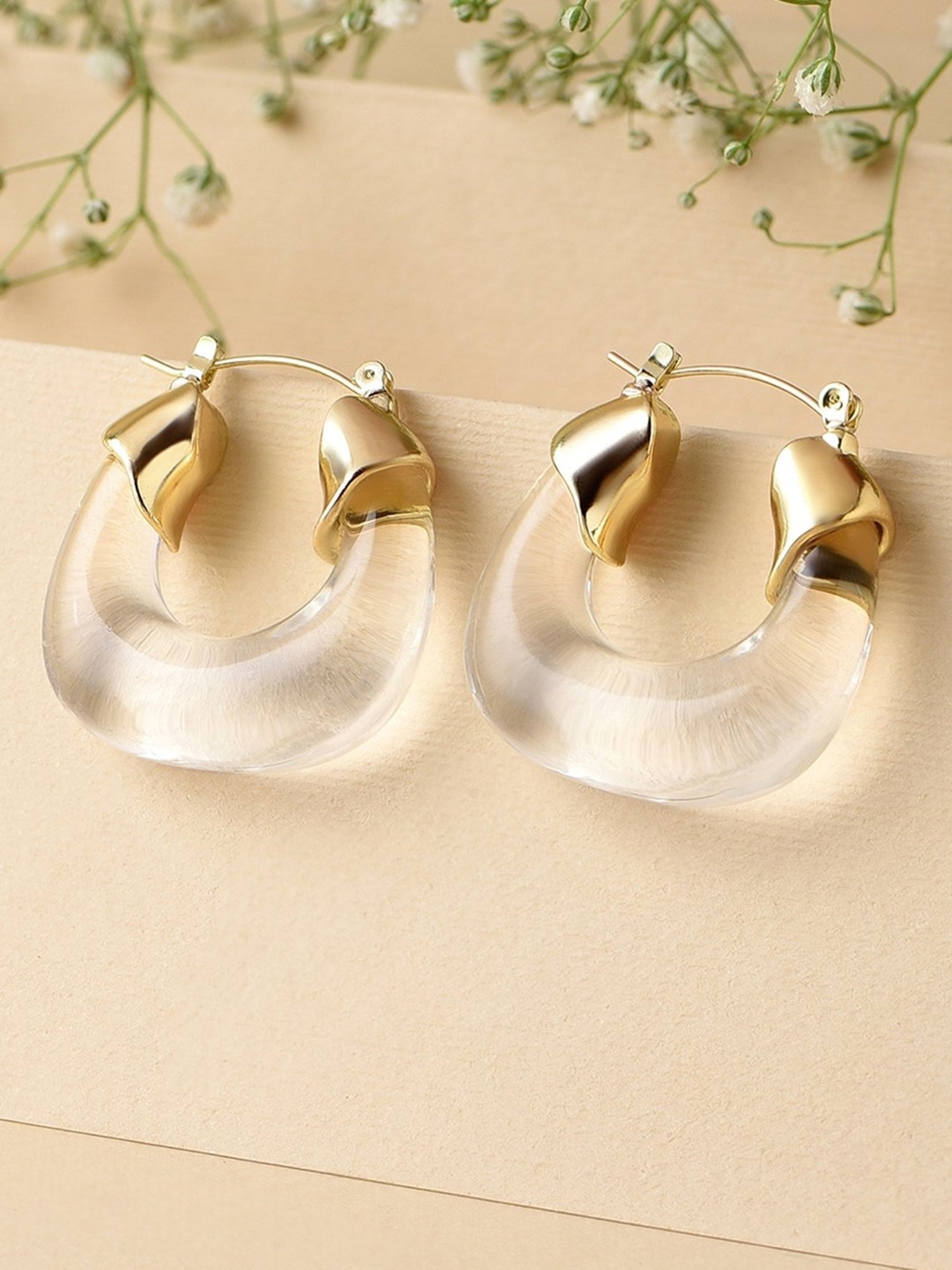 ToniQ Cute Casual Look Alloy White Hoop Earrings for Women