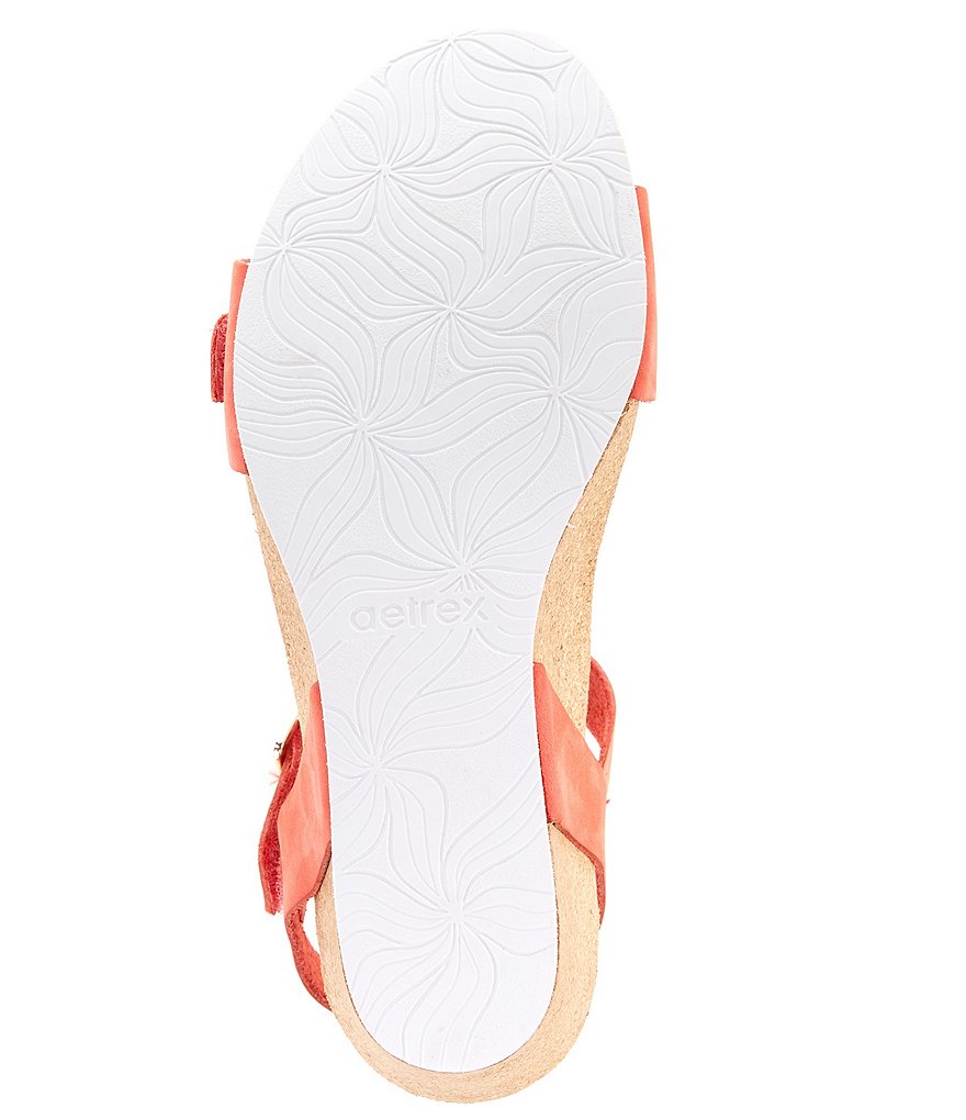 Aetrex Lexa Leather Wedge Sandals