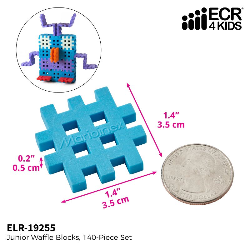 ECR4Kids Mini Waffle Blocks Building Set - 140 Piece