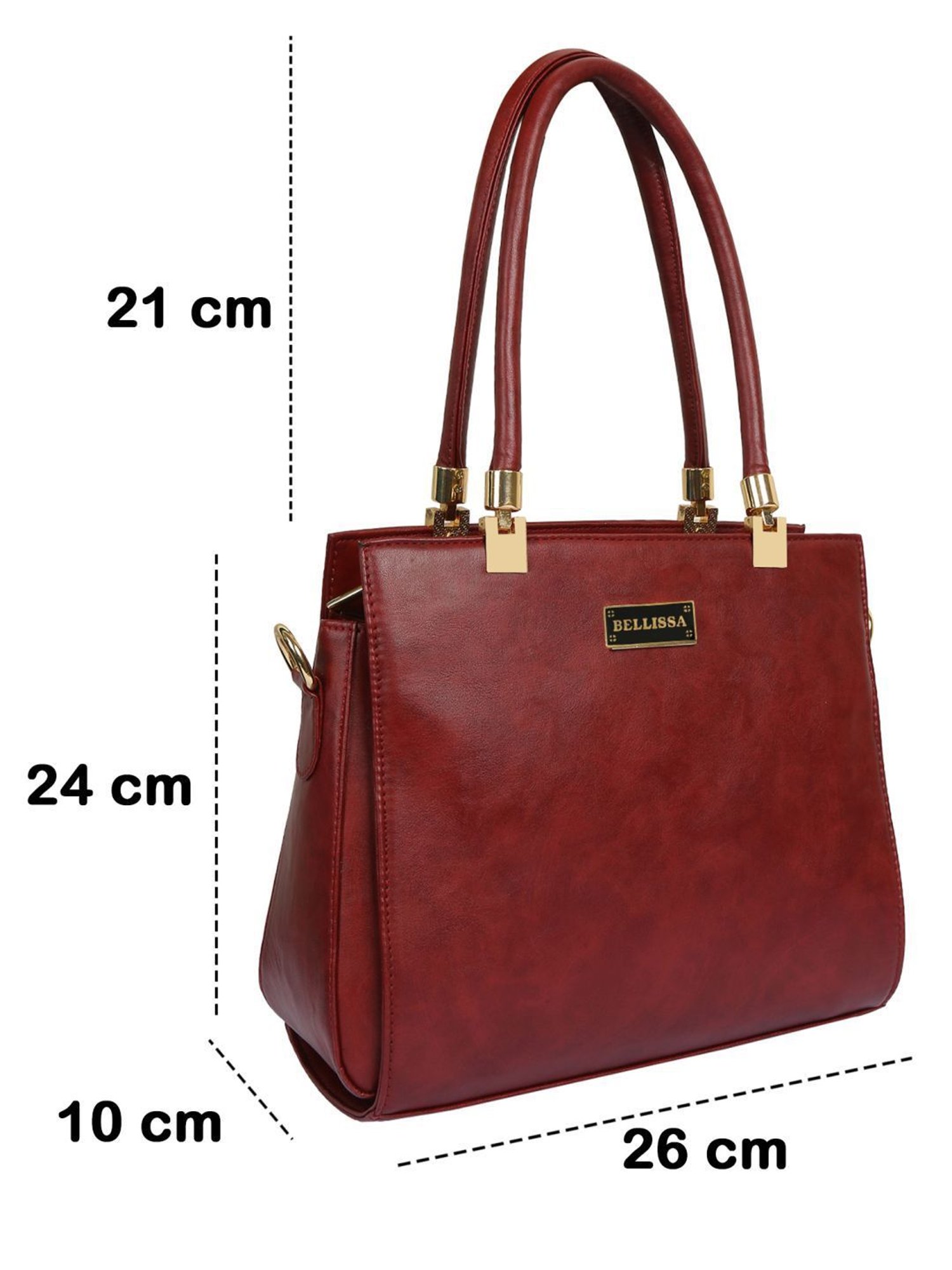 Bellissa Maroon Solid Medium Premium Shoulder Handbag
