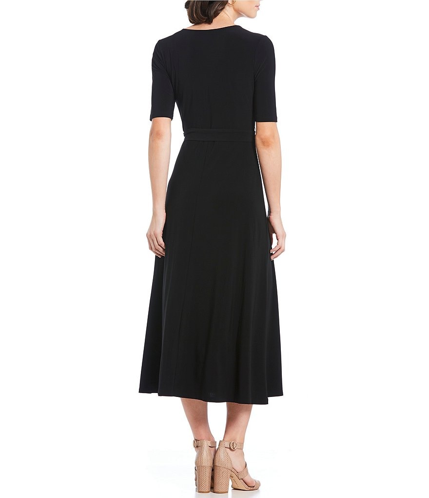 Preston & York Sydney V-Neck Tie Waist Midi Dress