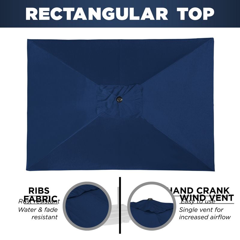 Best Choice Products 8x11ft Rectangular Patio Umbrella w/ Crank, Fade-Resistant 210G Polyester Fabric - Navy Blue