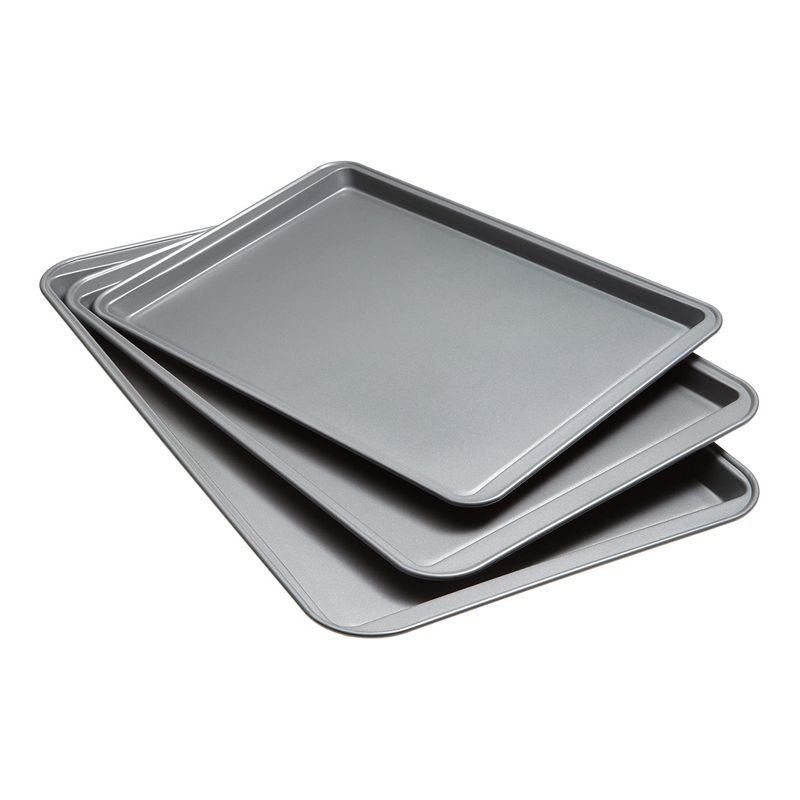 GoodCook 4322 Professional Durable Steel Nonstick Cookie Sheet Bakeware Small, Medium, and Large Kitchen Pans for Versatile Cooking (3 Pack)