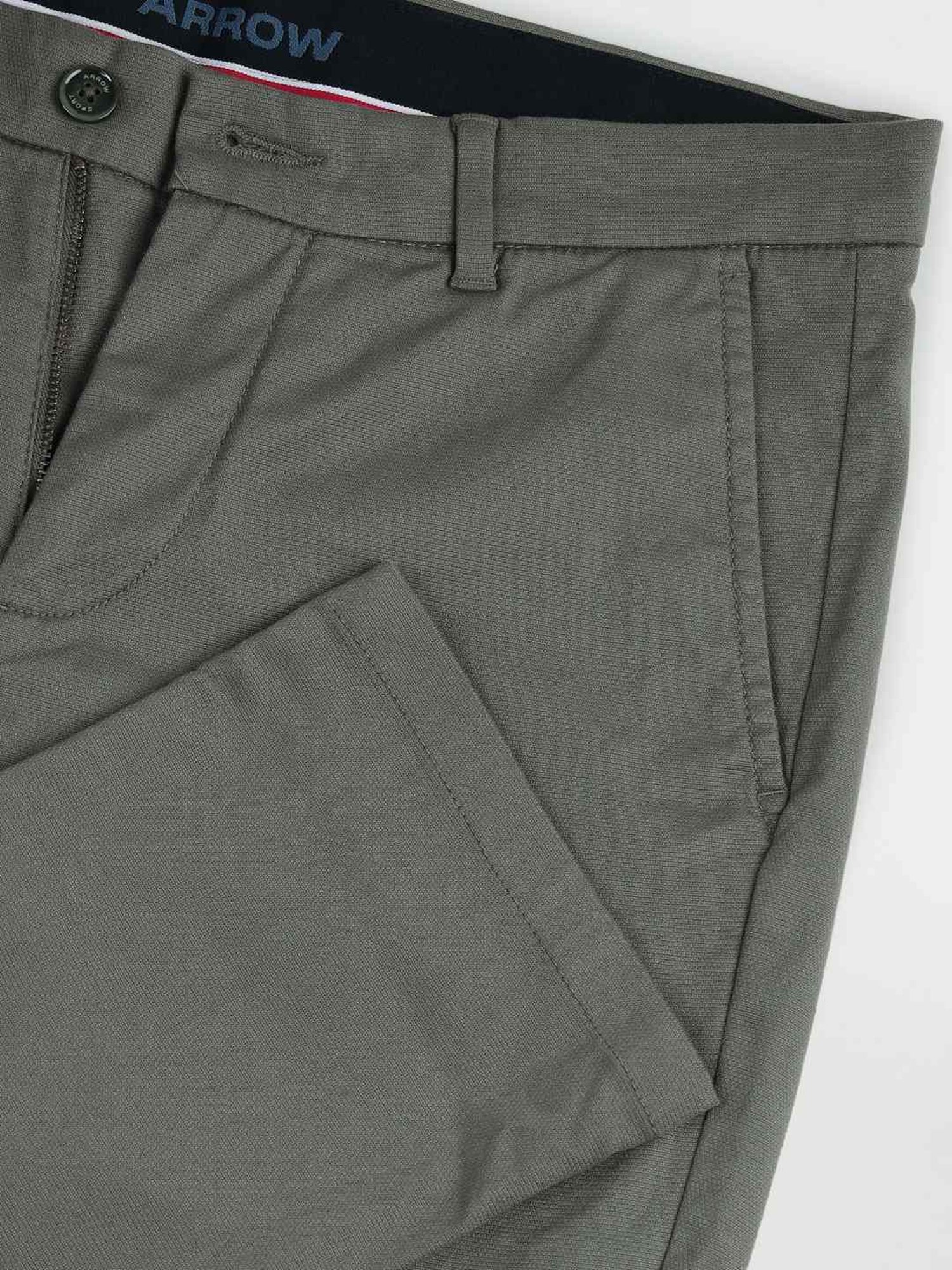 Arrow Sports Green Cotton Slim Fit Chinos