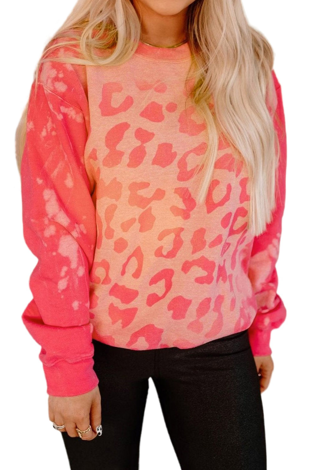 Pink Sequins Candy Cane Round Neck Sweatshirt