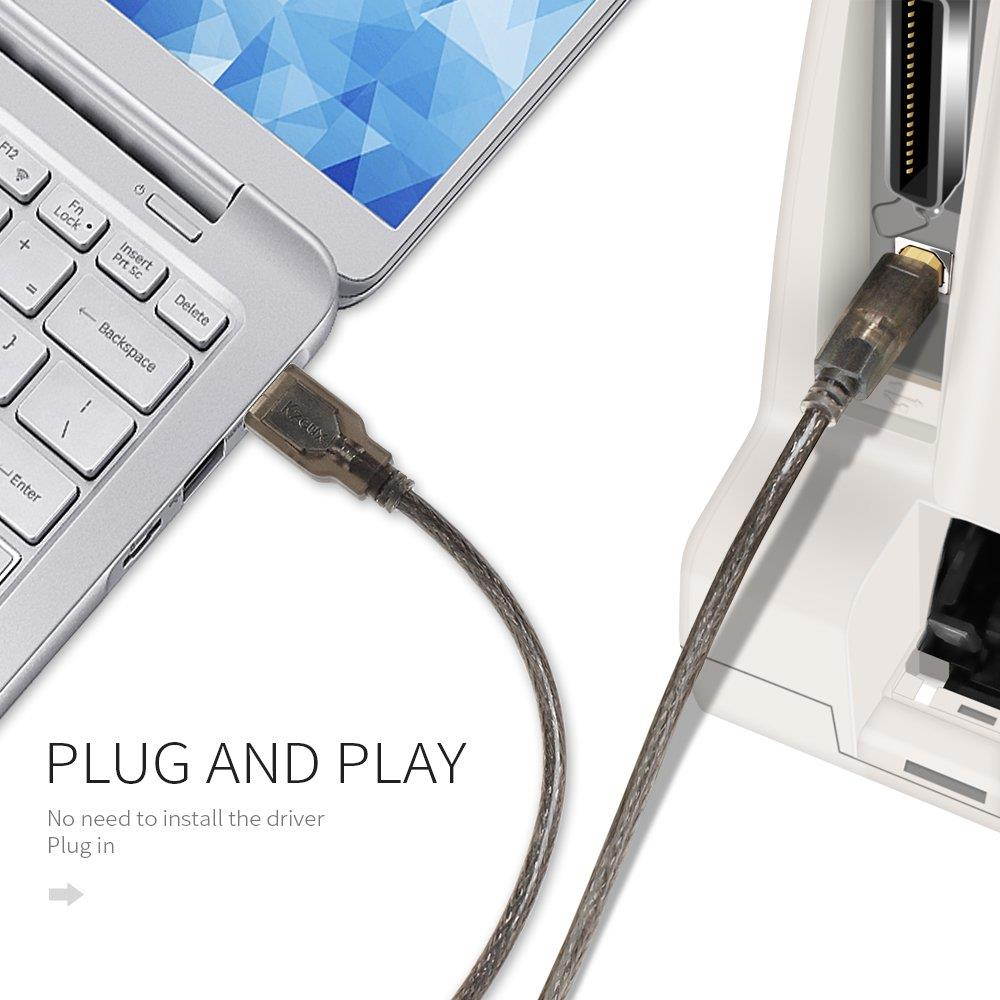 Printer USB Cable 20 Feet USB 2.0 Type A Male to B Male Cord for HP, Canon, Epson, Dell, Samsung etc