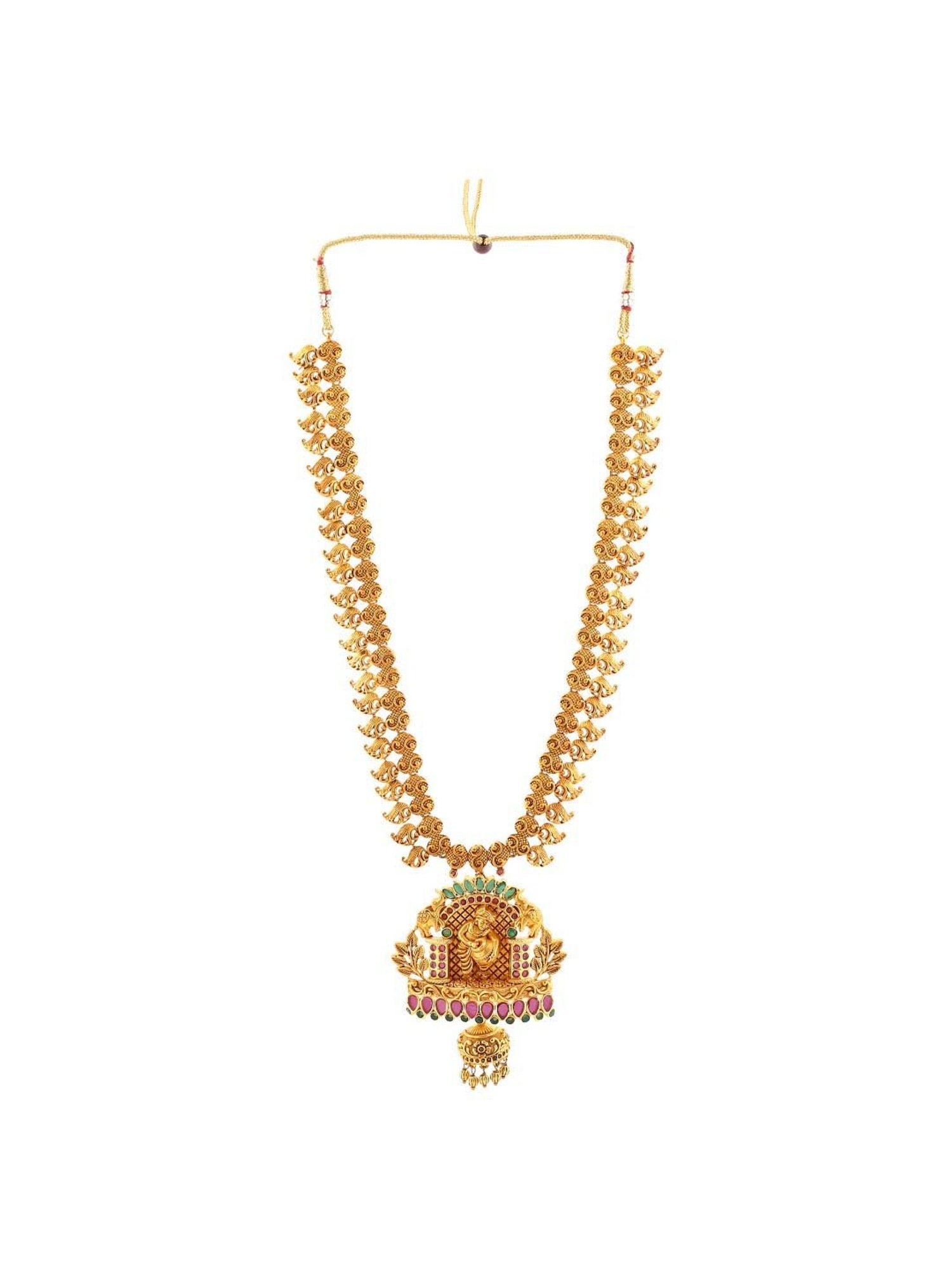 Estele Gold-Plated CZ Kanhaiya Designer Bridal Necklace Combo Set with Color Stones & Pearls