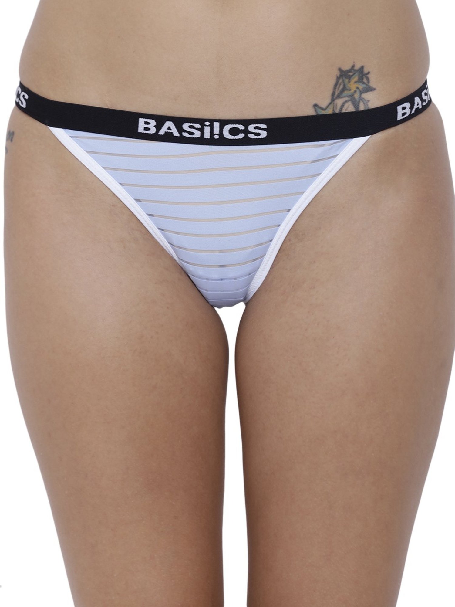 BASIICS by La Intimo Blue Serenity Striped Thong Panty