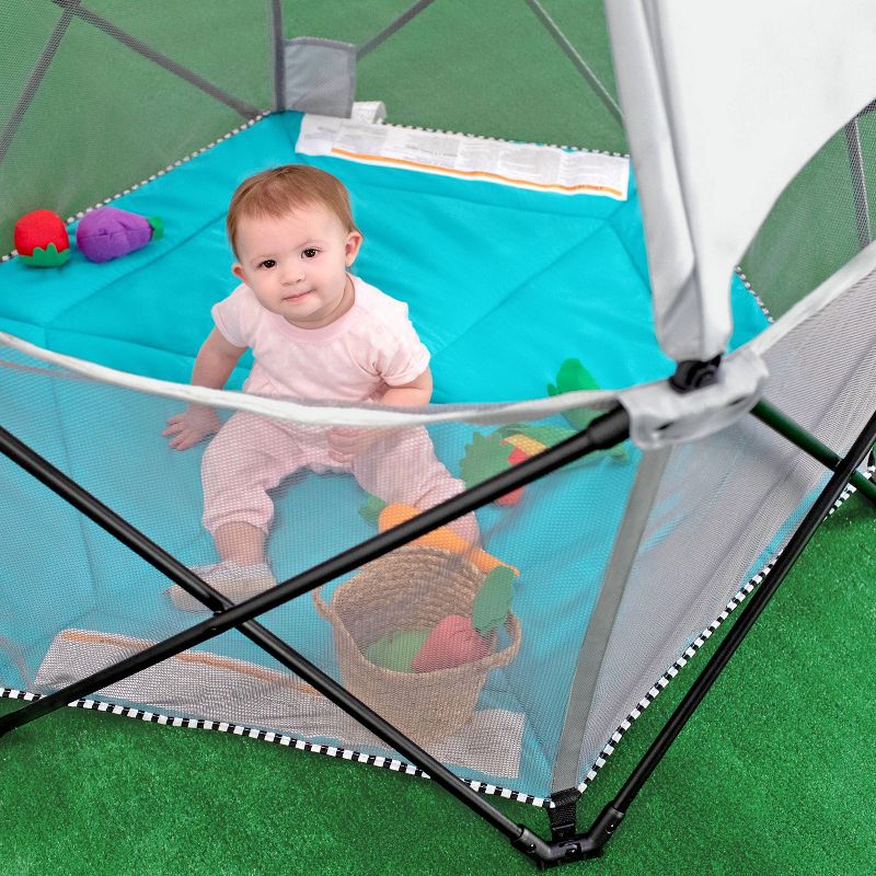 Summer Infant Pop 'n Play Sweet Life Edition Hex Playard - Aqua Sugar