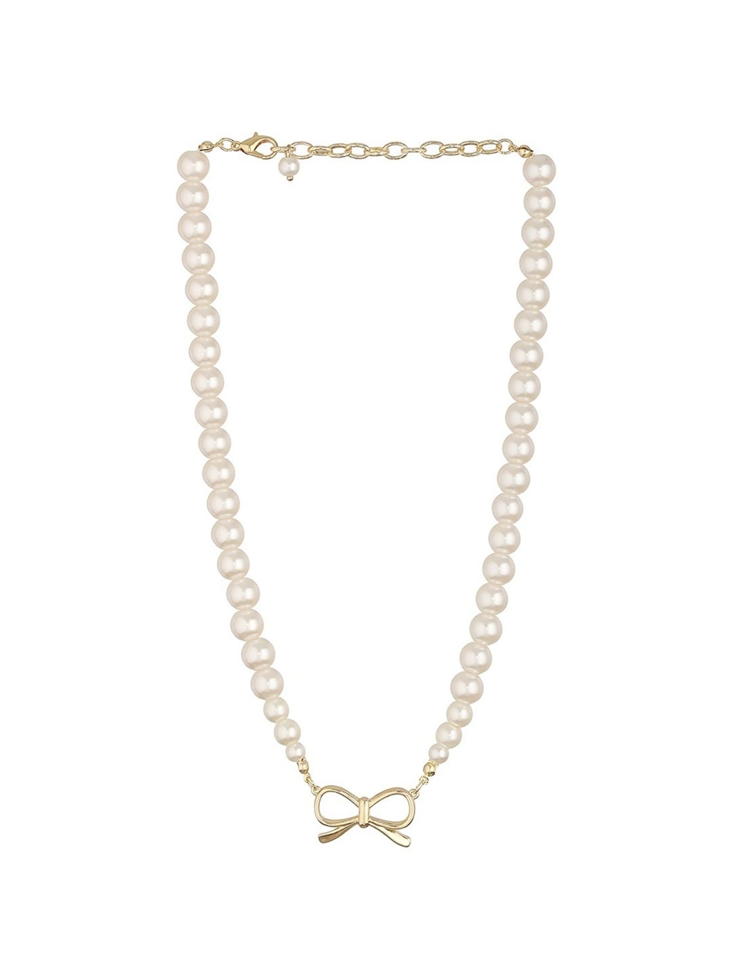 Prita by Priyaasi Pretty Bow Pearl Gold-Plated Necklace