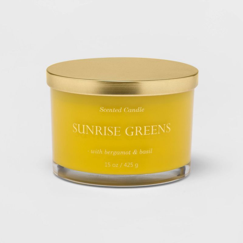 15oz Lidded Glass Jar Solid Color 3-Wick Candle Sunrise Greens - Opalhouse™