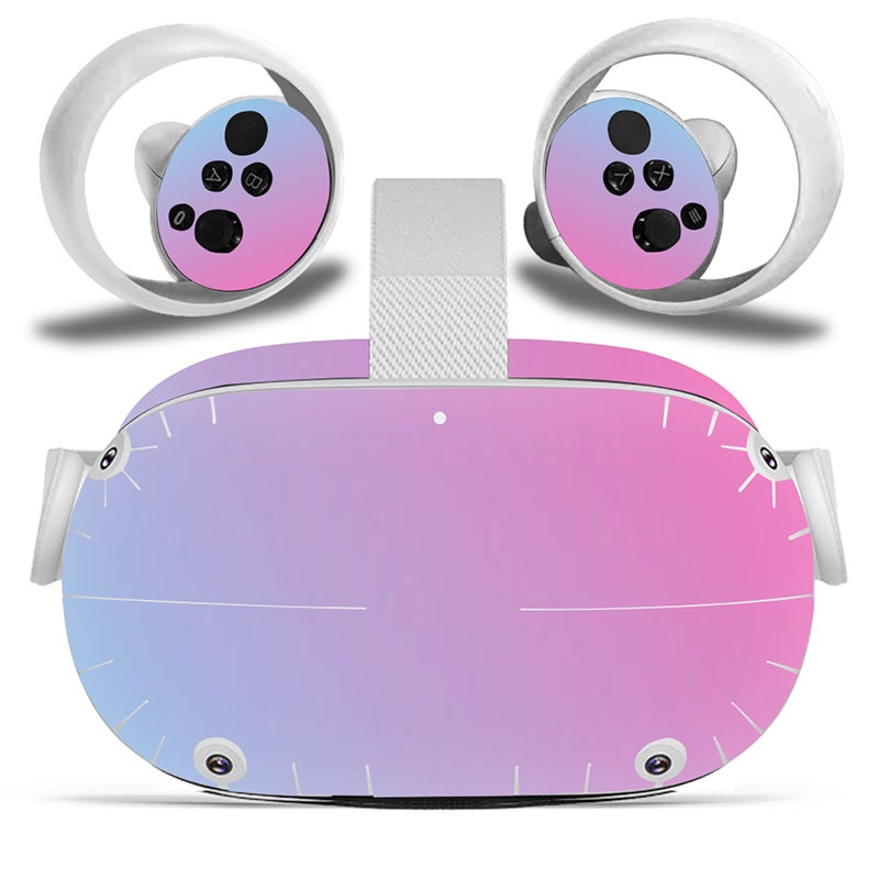 Amify Vinyl Skin Sticker for Oculus Quest 2 VR Headset Controller PVC Decals Cute Cartoon Wrap Cover for Oculus Quest 2 Accessories