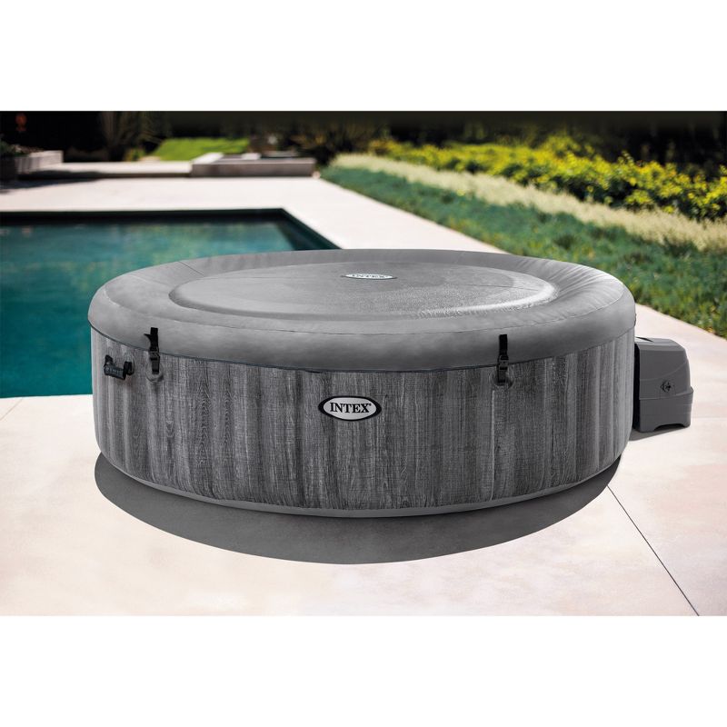 Intex PureSpa Greywood Deluxe 85in x 25in Outdoor Portable Inflatable 6 Person Round Hot Tub Bubble Jet Spa with 6 Type S1 Pool Filter Cartridges