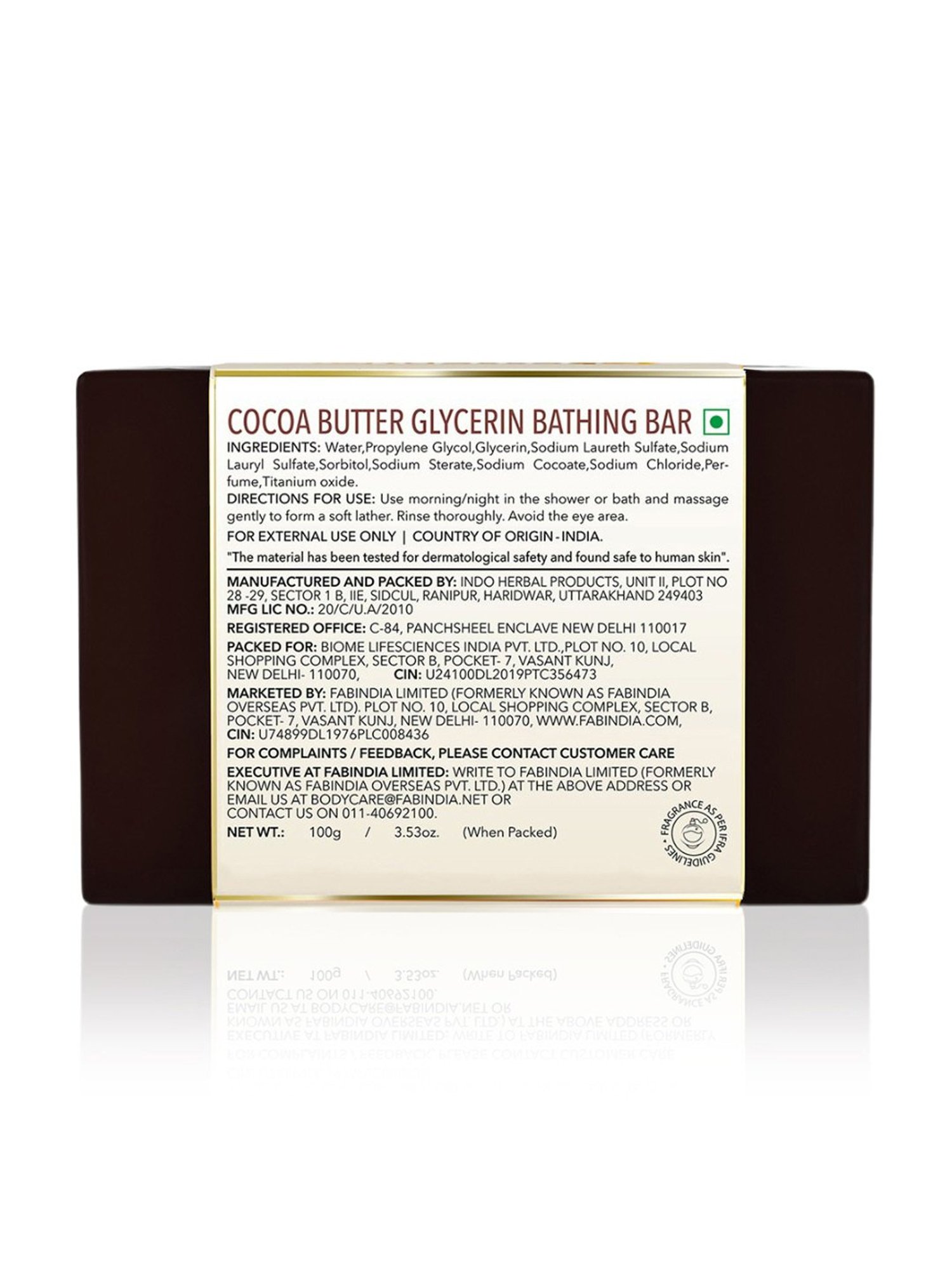 Fabessentials Cocoa Butter Glycerin Bathing Bar - 100 gm