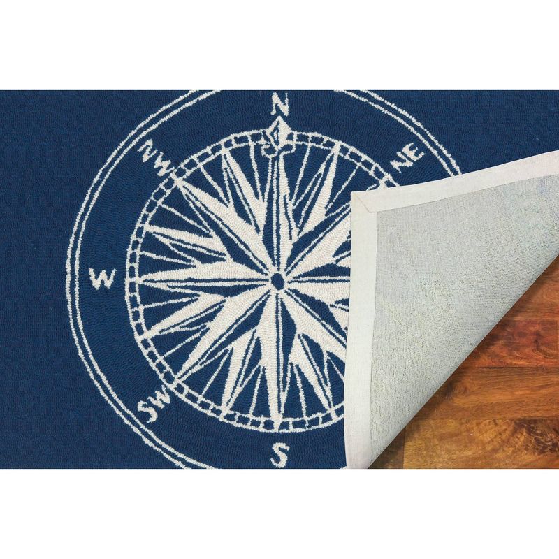 Frontporch Indoor/Outdoor Compass Navy 3' Round Rug Navy - Liora Manne