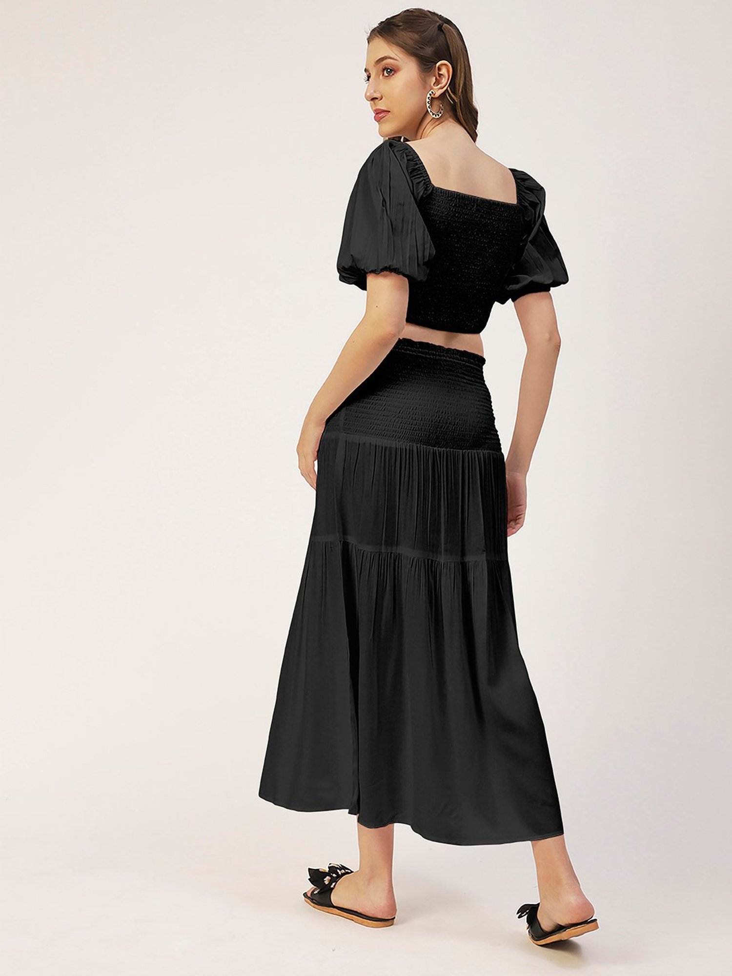 Moomaya Black Midi Skirt