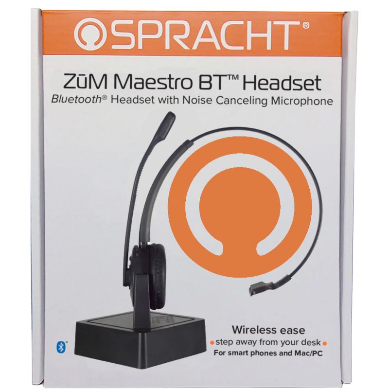 Spracht ZUM Maestro BT Headset - Mono - Wireless - Bluetooth - 33 ft - Over-the-head - Monaural - Supra-aural - Noise Canceling