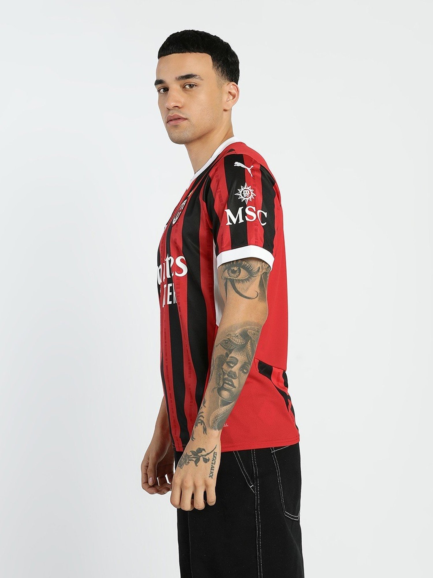 Puma AC Milan Red Regular Fit Printed Sports T-Shirt