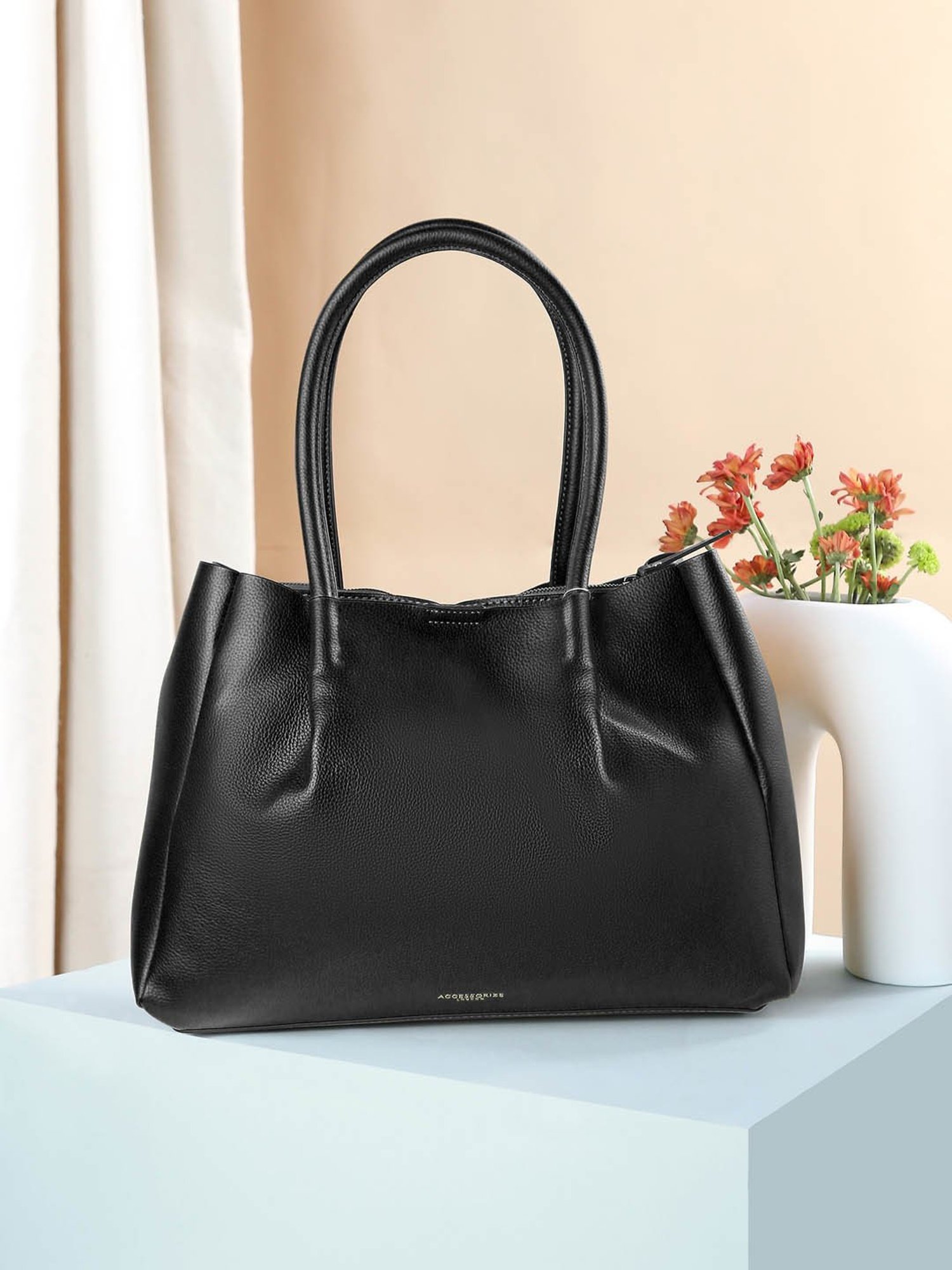 Accessorize London Black Solid Shoulder Handbag