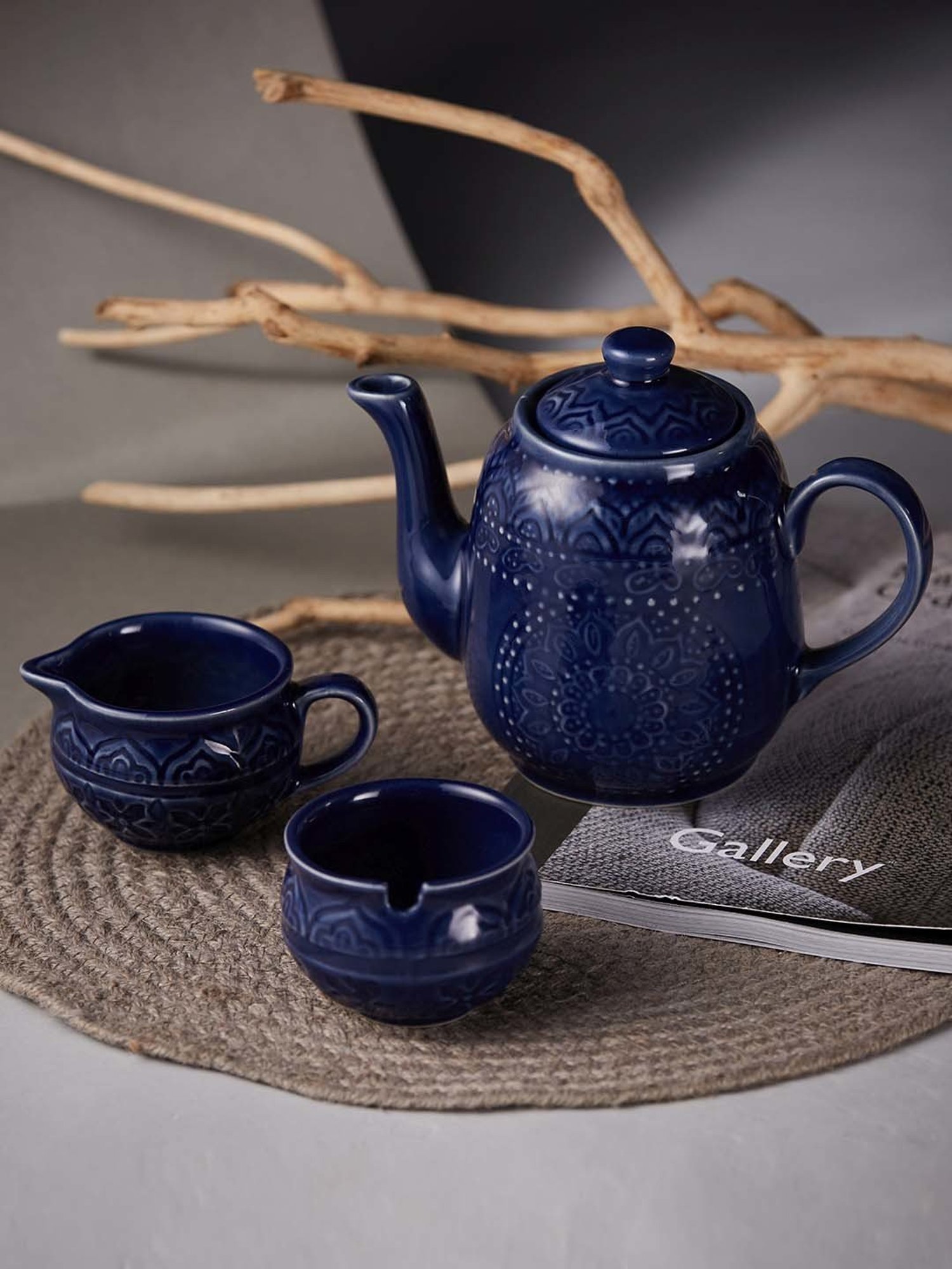 Fabindia Home 'Nilaya' Navy Ceramic Tea Set