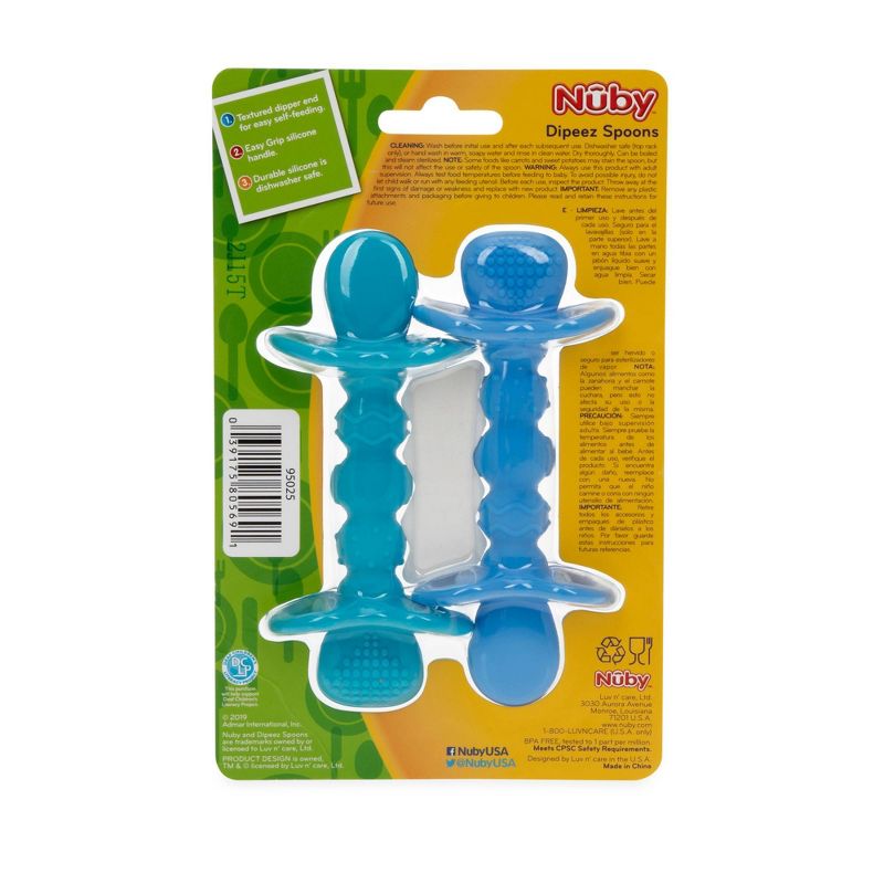 Nuby 2pk Dipeez Spoon - Blue/Aqua